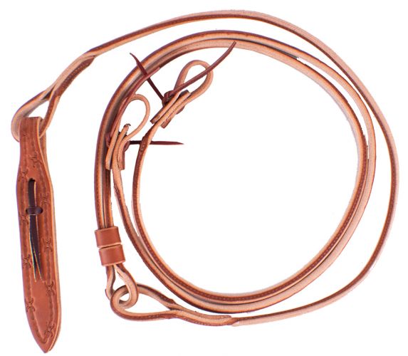 Showman Harness Leather Romal Riens with Barbwire Popper