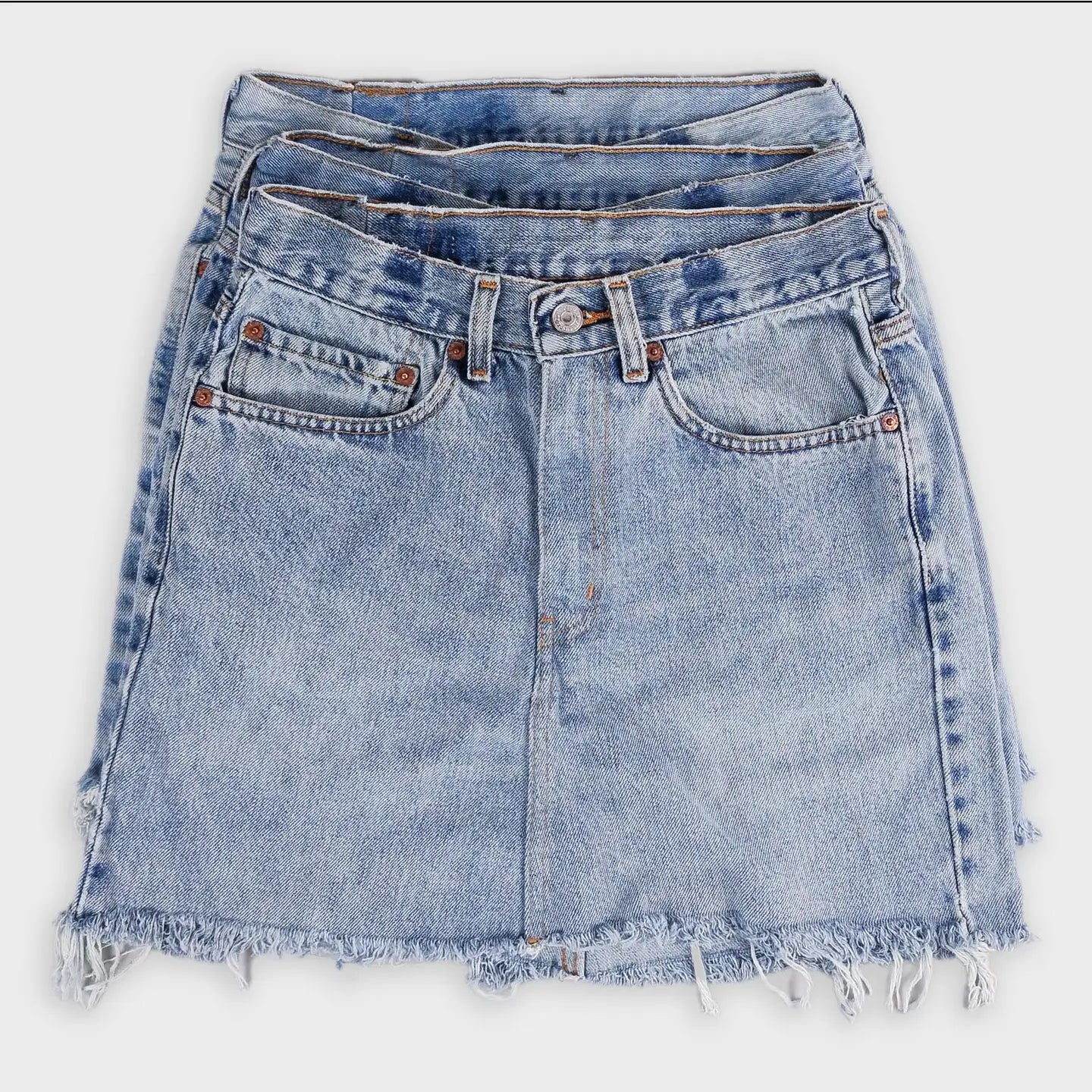 Mid Rise Upcycled Denim Mini Skirt