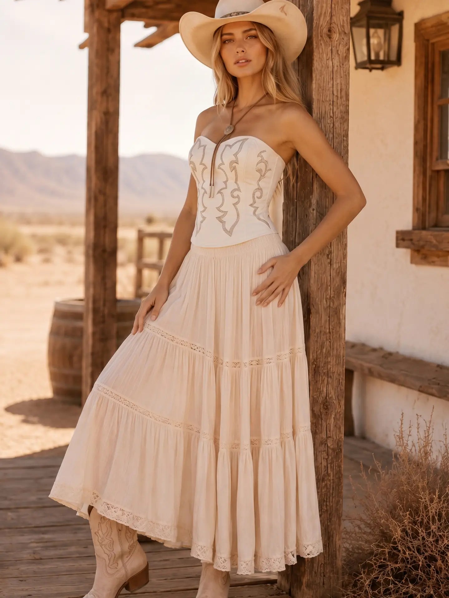 Cream Boot Stitch Bustier