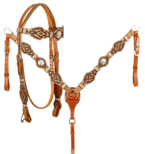 Showman Rawhide Braided Browband Bridle with Breastplate Set
