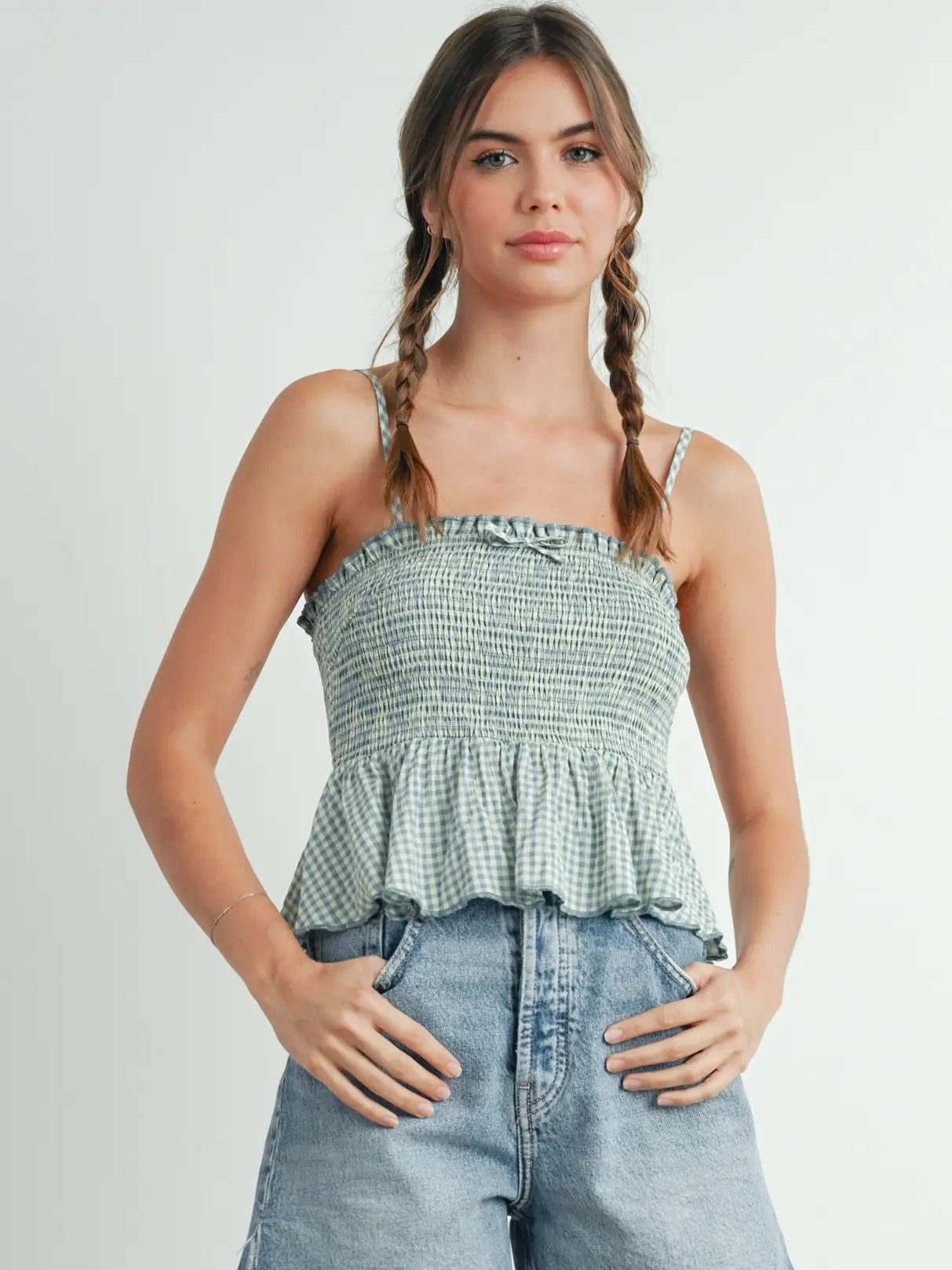 Gingham Ruffle Top