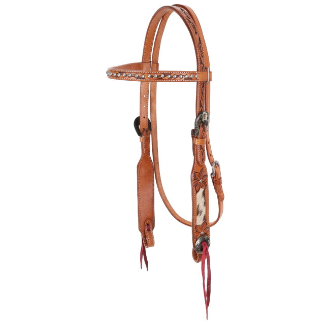 Showman Blossom and Hide Browband Bridle and Breastplate Set