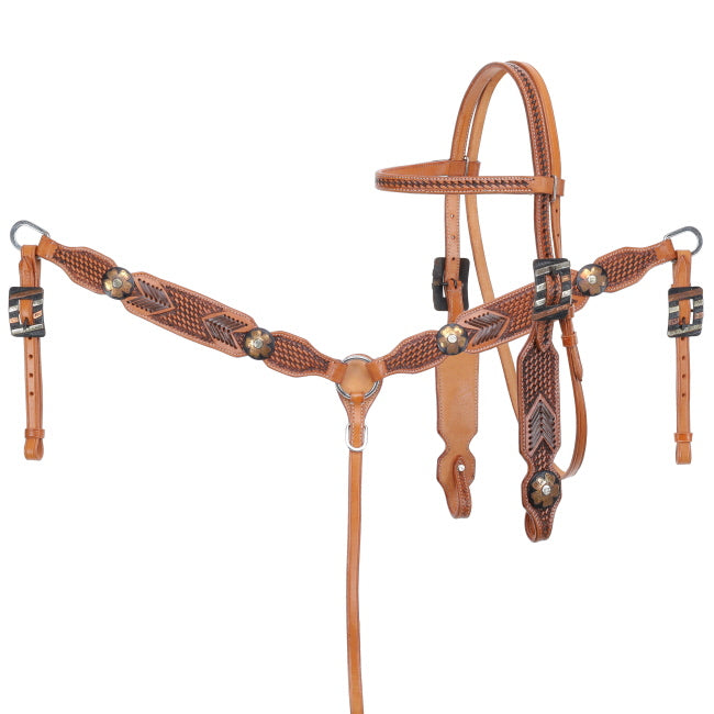 Showman Stitch and Weave Browband Bridle and Breastplate Set