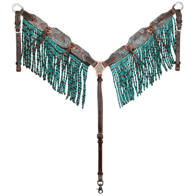 Showman Weathered Steer Twist Bridle and Breastplate Set