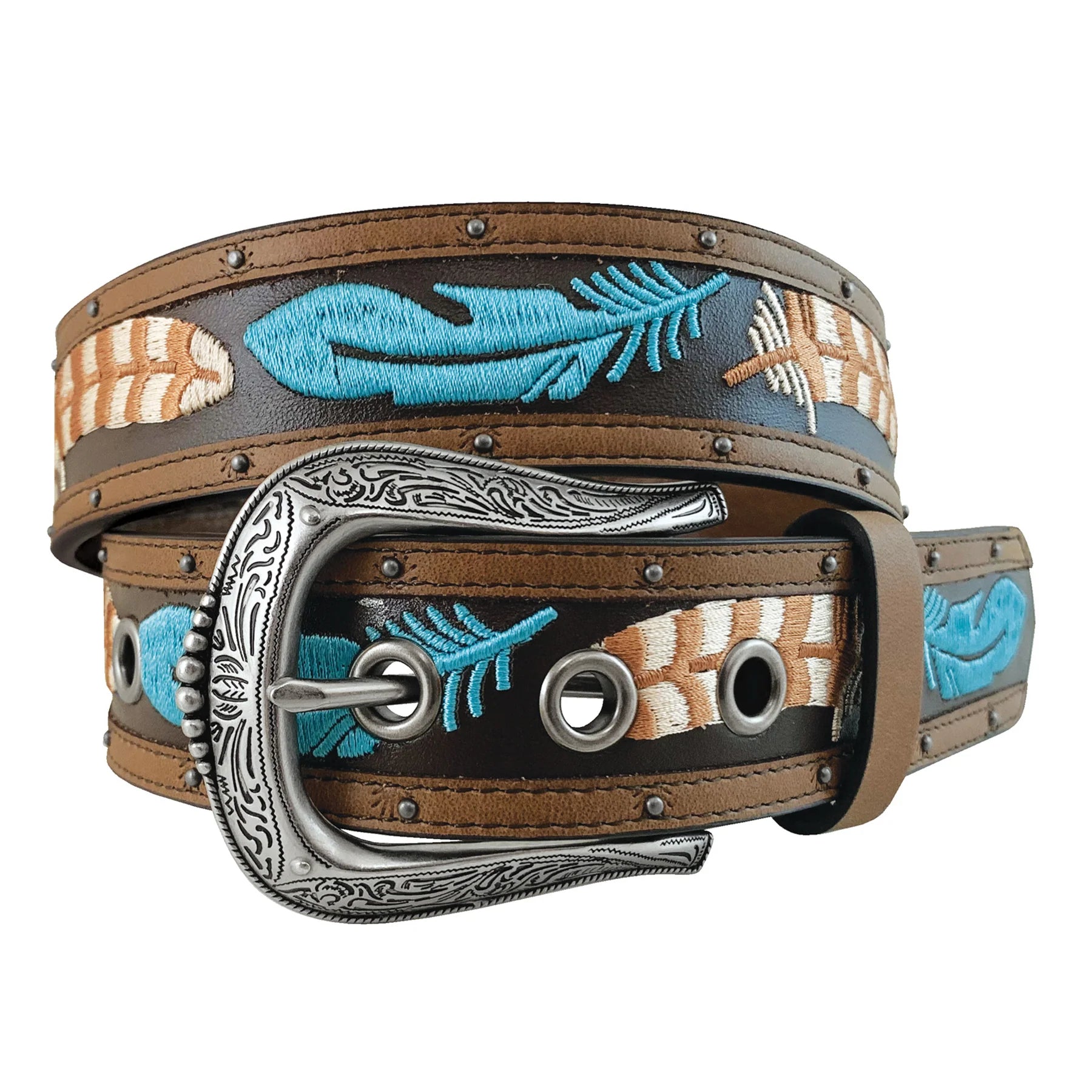 Roper Wmns Belt 1.5in Genuine Buffalo Leather Brown - Clearance