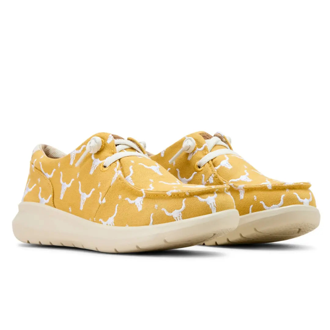 Ariat Wmns Hilo Doodle Mustard Steer Heads - Black Friday Sales