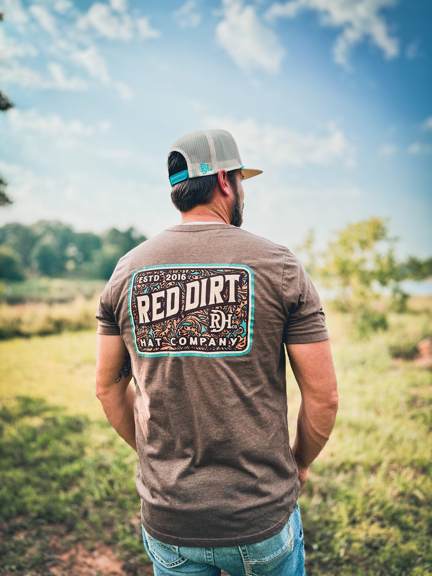 Red Dirt Hat Co - T Shirt - Tooled Leather