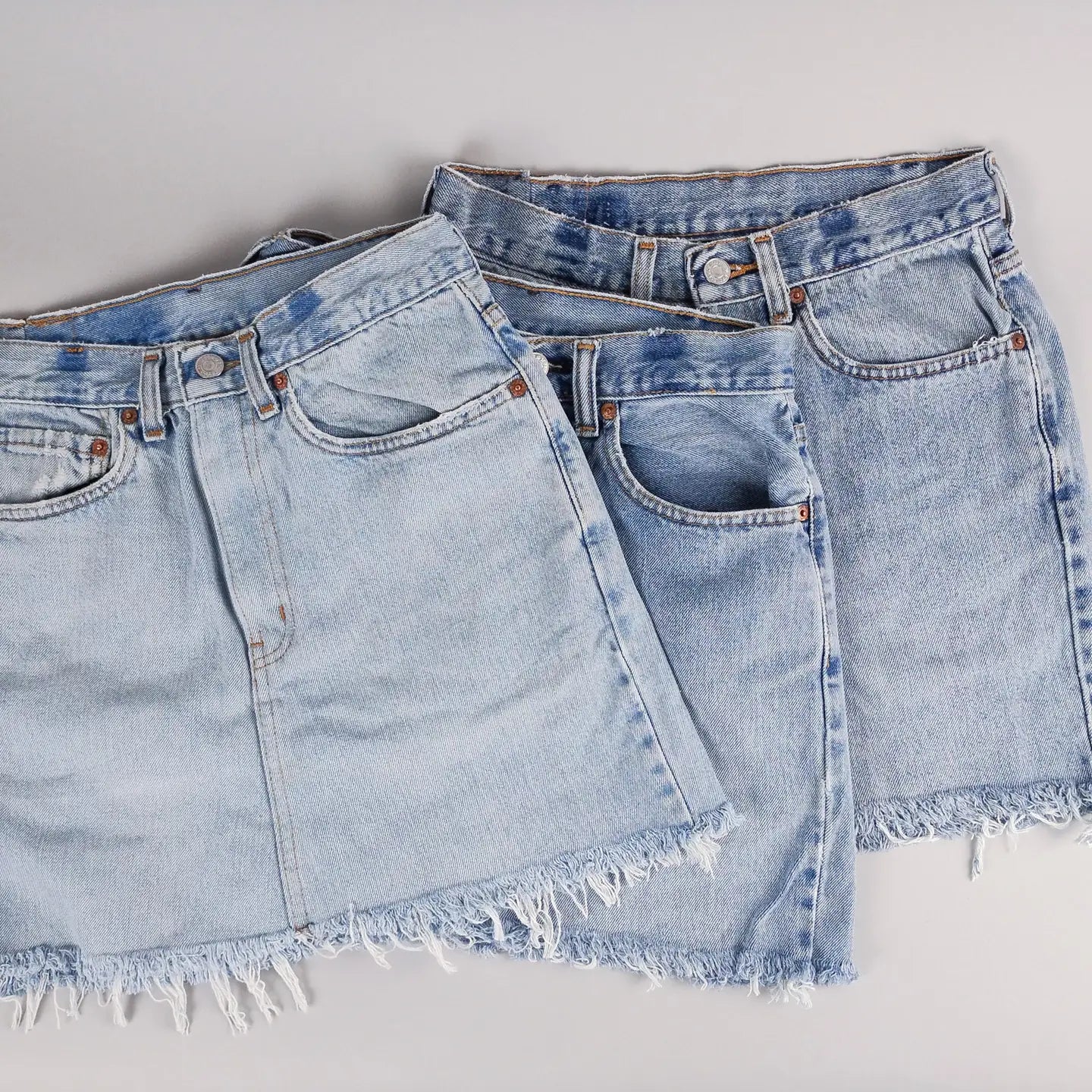 Mid Rise Upcycled Denim Mini Skirt