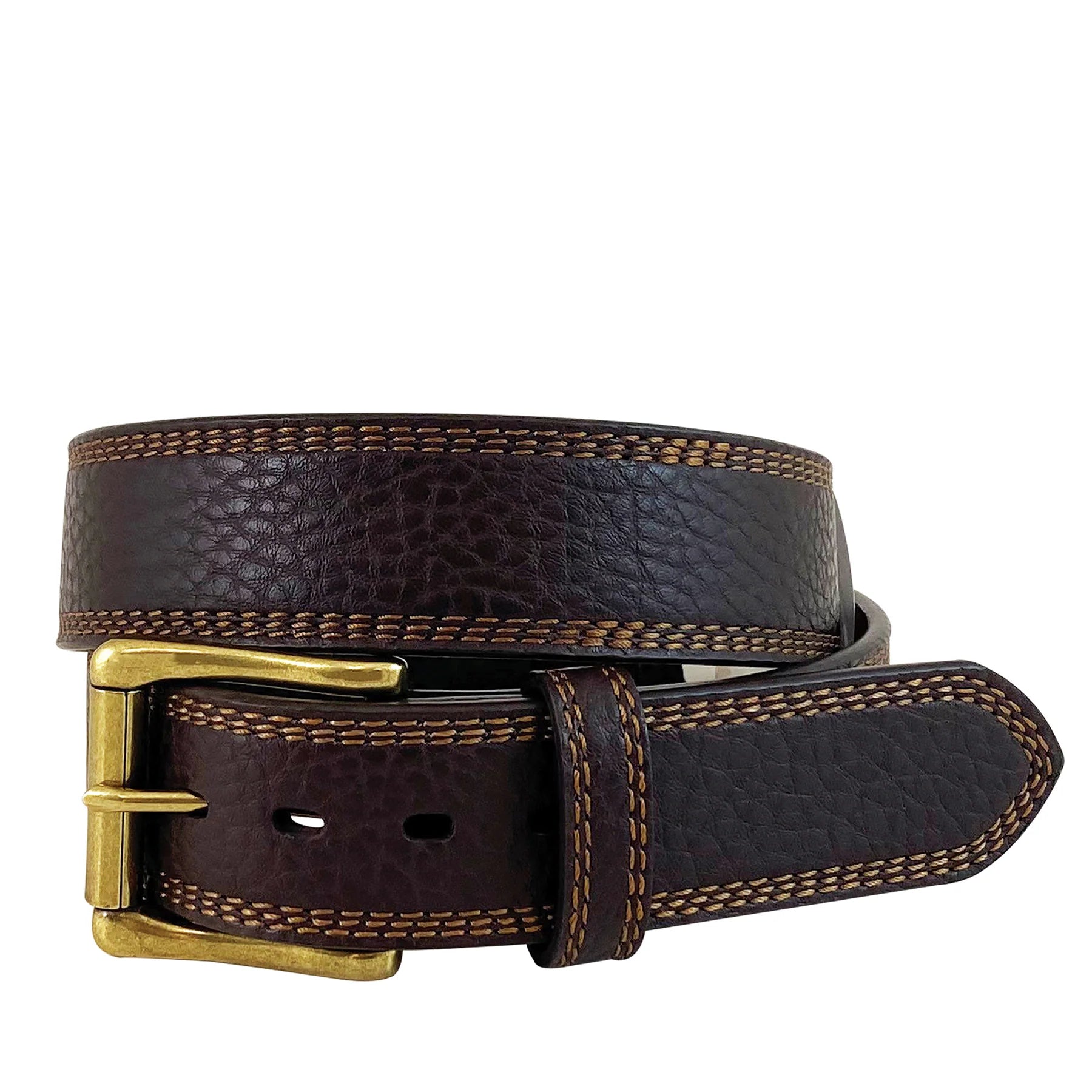 Roper Mns 1.5 Pebble Grain Genuine Leather Triple Stitched Belt Dark Brown