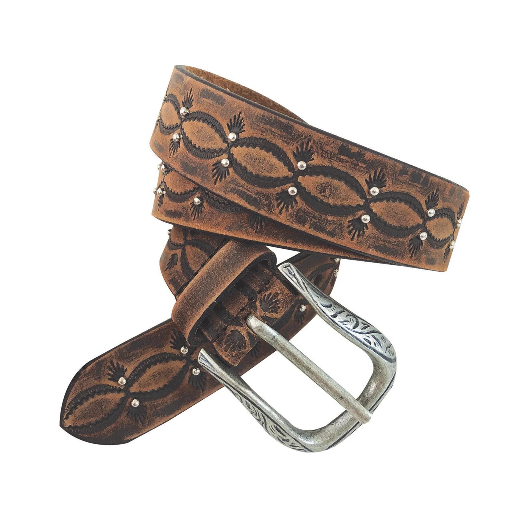 Roper Wms Belt Distressed Sanded Genuine Leather Brown