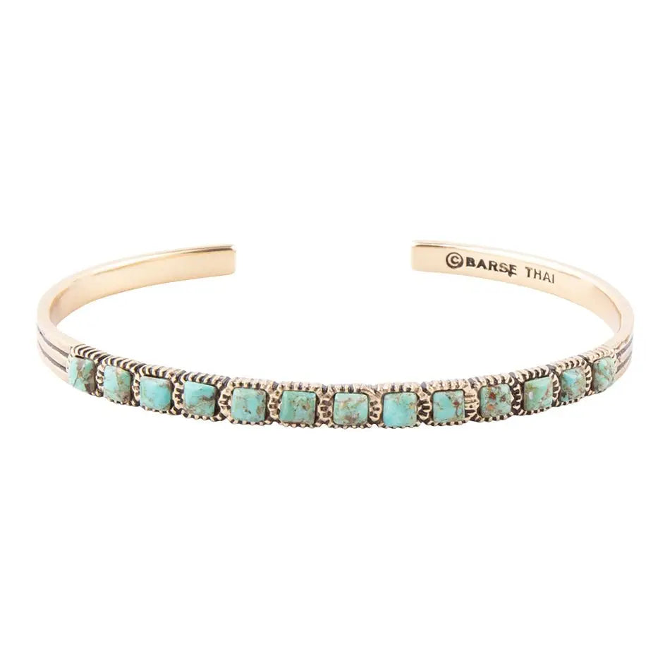 In Line Turquoise and Bronze Cuff Bracelet