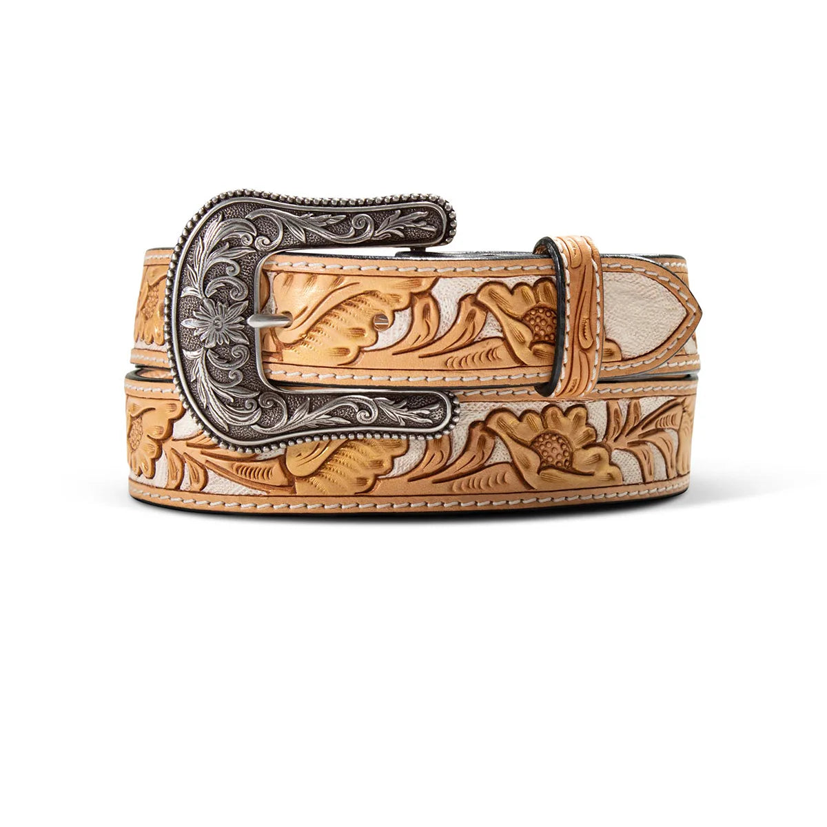 Ariat Wms Metallic Flowers Belt Natural
