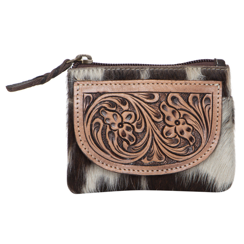The Design Edge Tooling Leather Cowhide Zip Purse