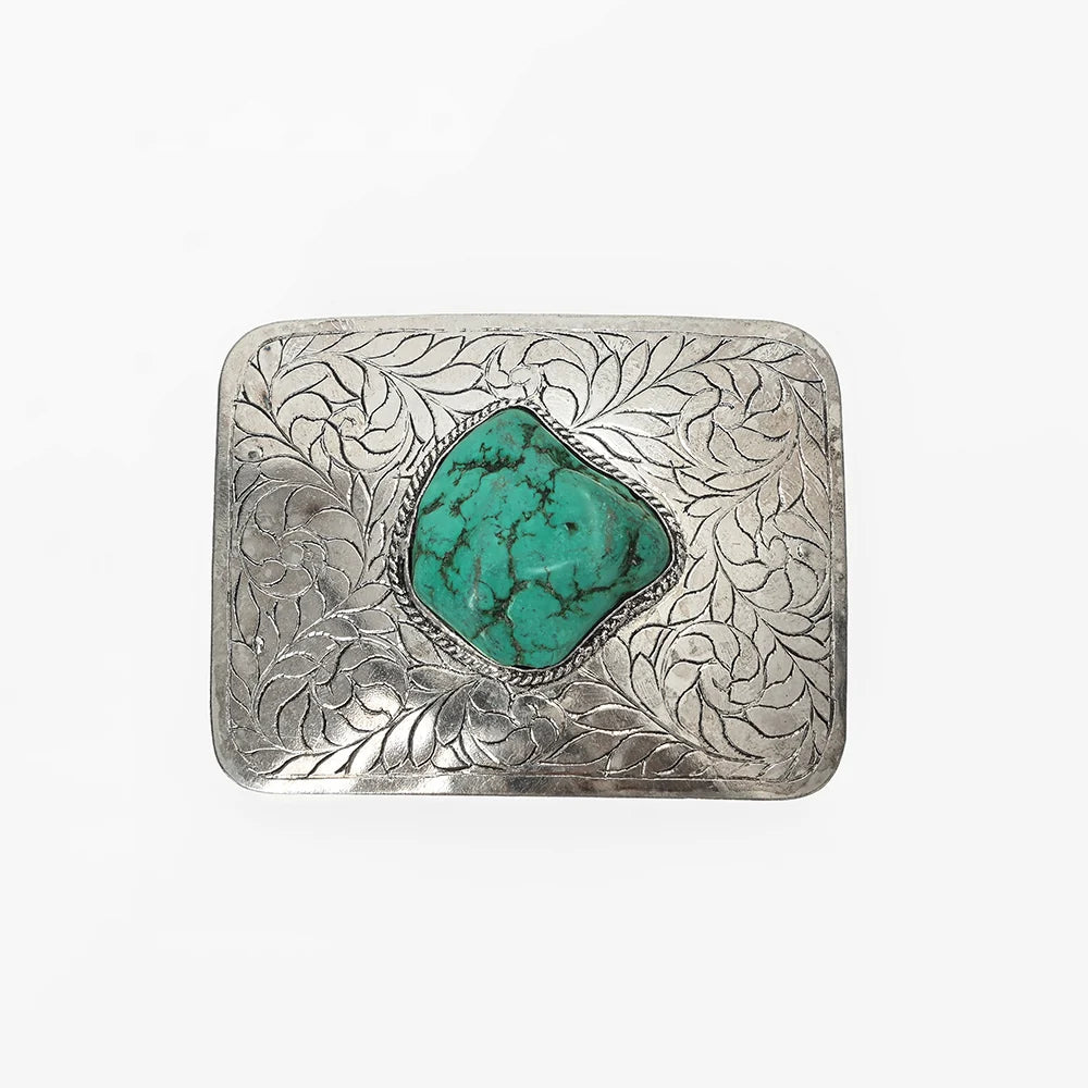 American Darling Hand Engraved German Silver Western Belt Buckle with Turquoise Stones | Country Clothing - Belt | Saddleworld Ipswich