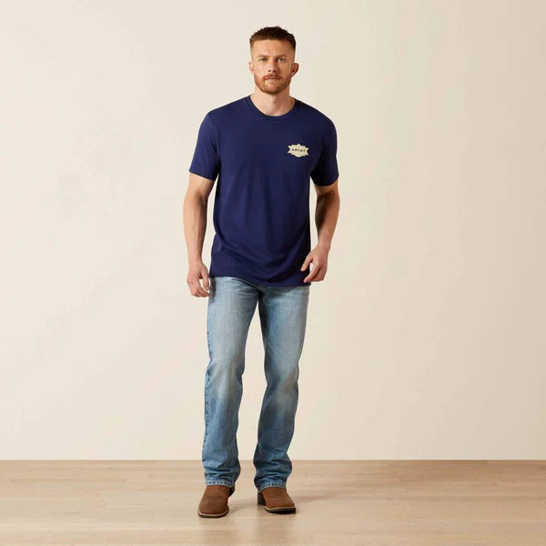 Ariat Mns Mesa Motif Lockup SS Tee Medieval Blue