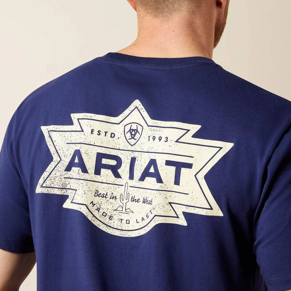 Ariat Mns Mesa Motif Lockup SS Tee Medieval Blue
