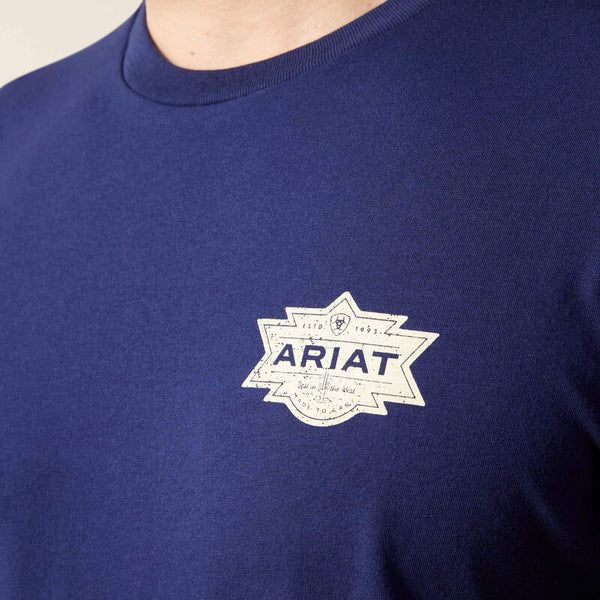 Ariat Mns Mesa Motif Lockup SS Tee Medieval Blue