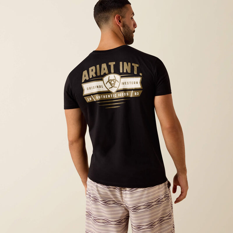 Ariat Mns Banner Badge SS Tee Black | Country Clothing - Mens T Shirt | Saddleworld Ipswich
