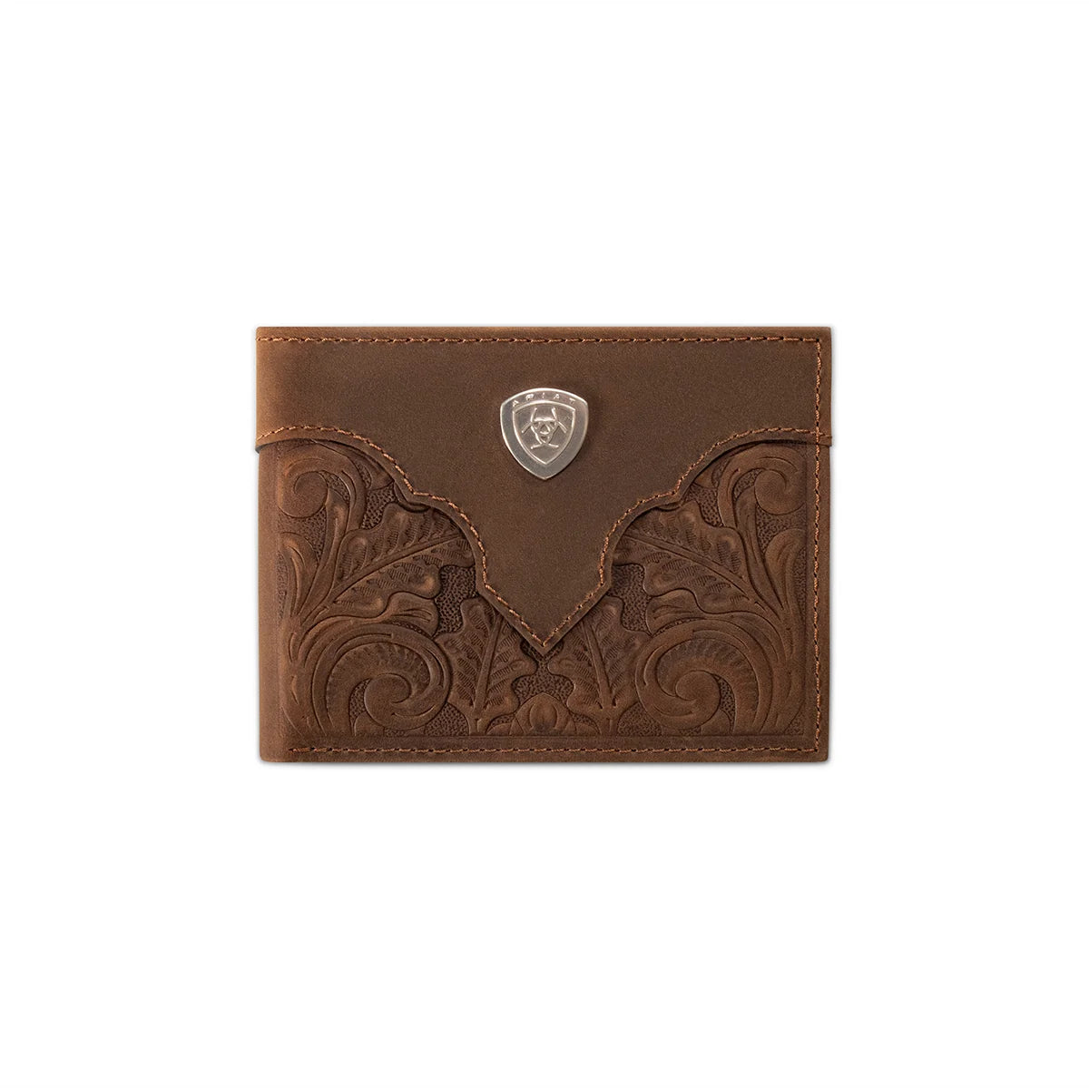 Ariat Mns Overlay Embossed Bifold Wallet Medium Brown | Giftware - Handbag | Saddleworld Ipswich