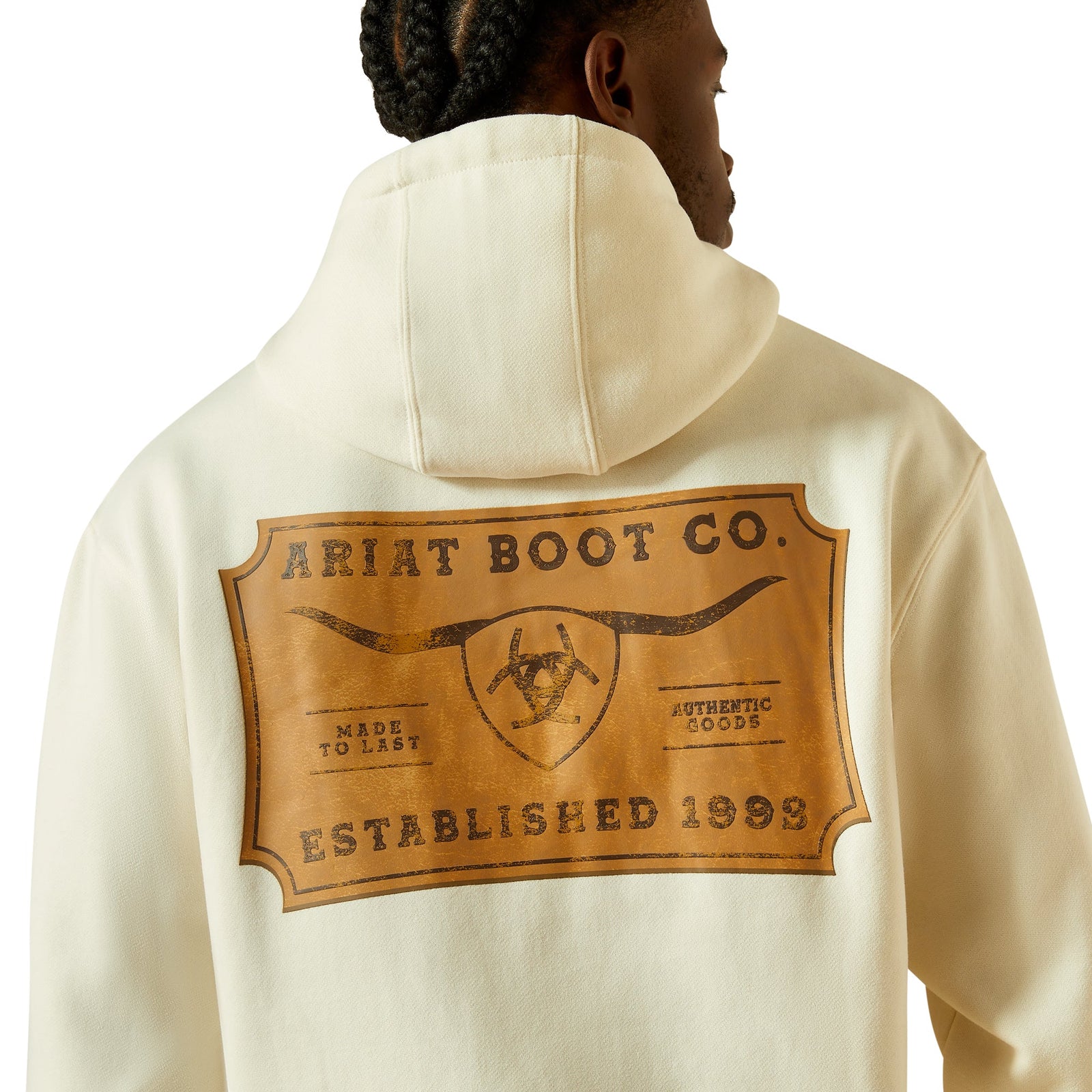 Ariat Mns Shield Steerhead Hoodie Oatmeal | Country Clothing - Mens Hoodie | Saddleworld Ipswich