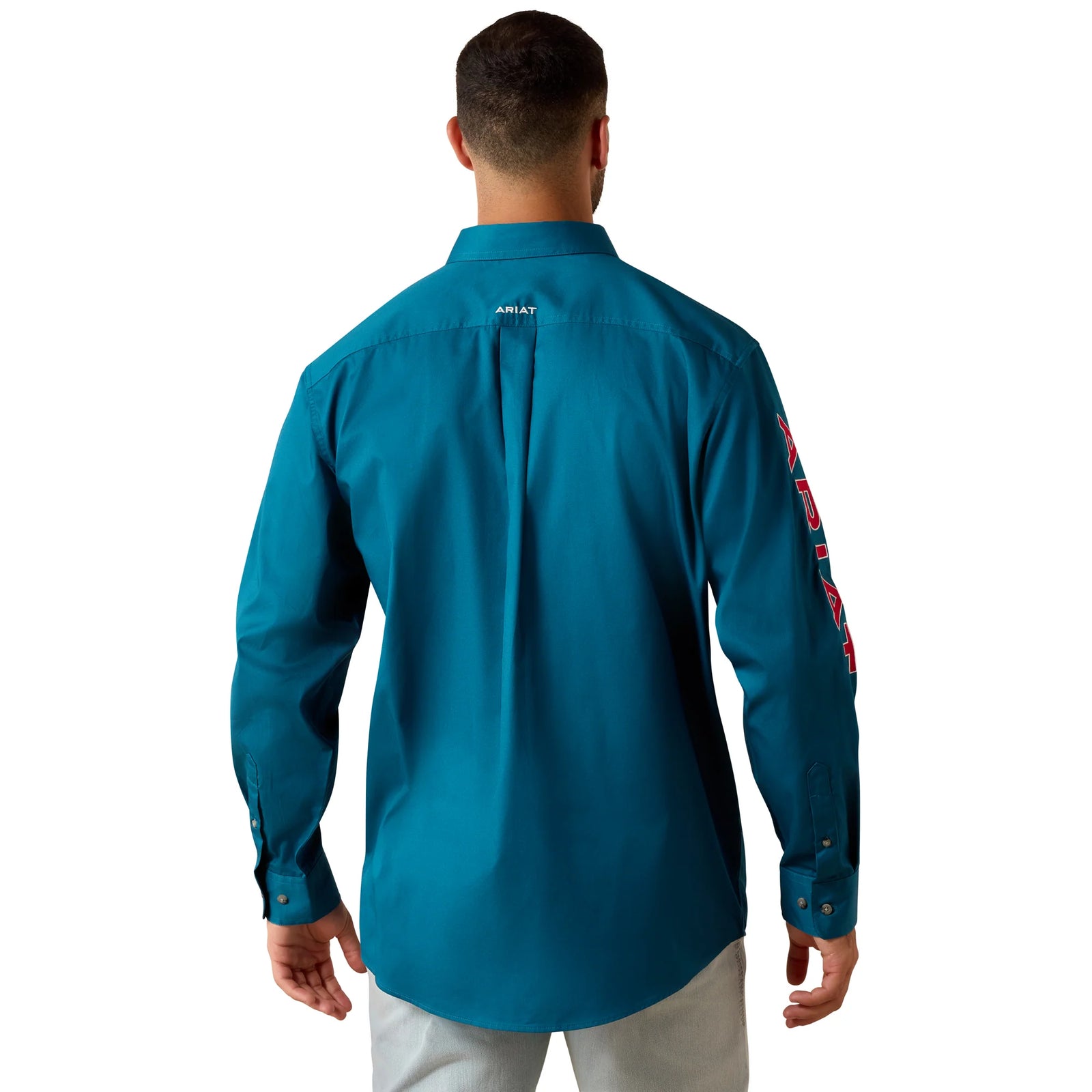 Ariat Mns Team Logo Lightweight Twill Classic Fit LS Shirt Corsair/Red | Country Clothing - Mens Shirt | Saddleworld Ipswich