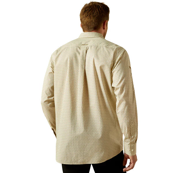 Ariat Mns Team Pierce LS Shirt Cream/Light Brown | Country Clothing - mens Shirt | Saddleworld Ipswich