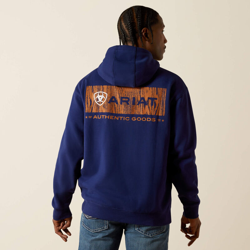 Ariat Mns Woodshop Stack Hoodie Navy | Country Clothing - Mens Hoodie | Saddleworld Ipswich