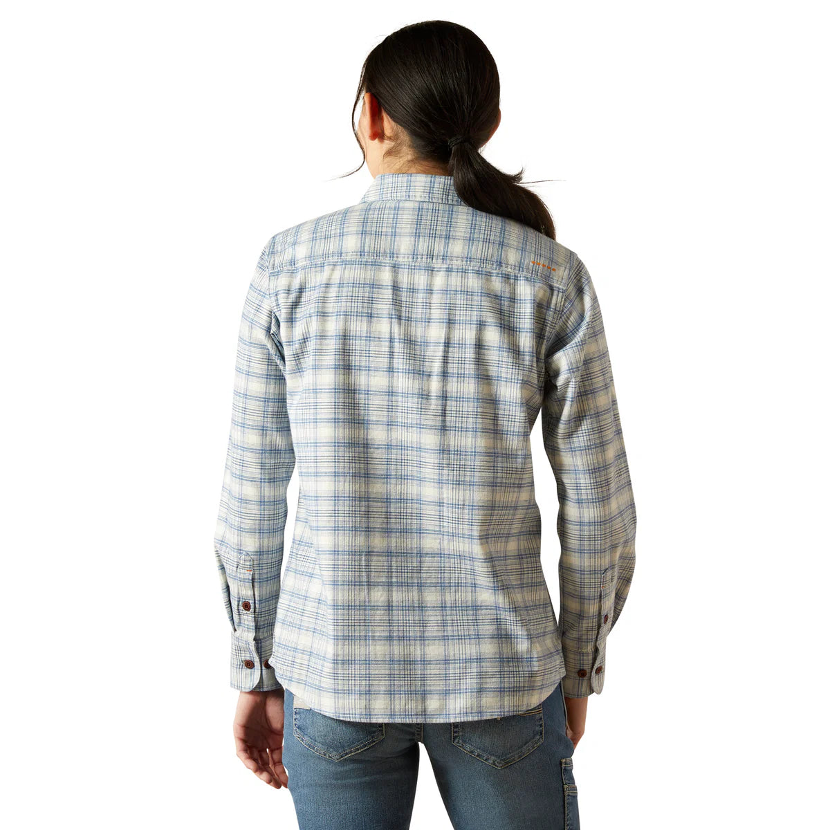 Ariat Wmns Rebar Flannel Durastretch LS Work Shirt Vanilla Ice | Country Clothing - Ladies Shirt | Saddleworld Ipswich