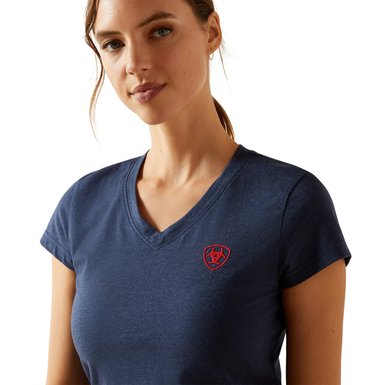 Ariat Wms BV Logo SS Tee Navy Heather | Country Clothing - Ladies T Shirt | Saddleworld Ipswich