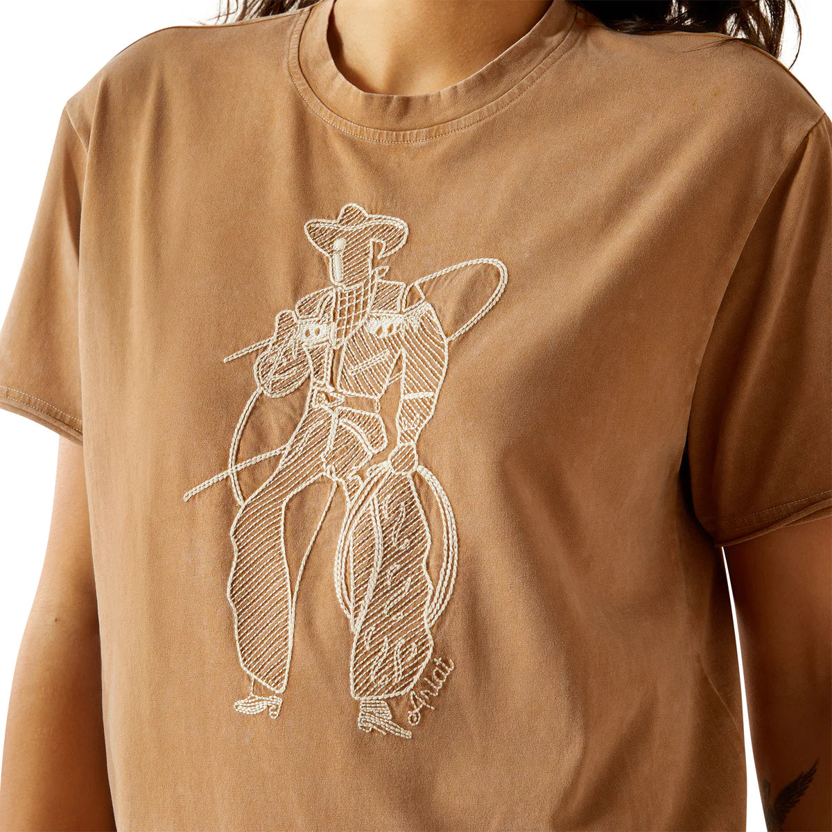 Ariat Wms Buckaroo SS Tee Toasted Coconut Mineral Wash | Country Clothing - Ladies T Shirt | Saddleworld Ipswich