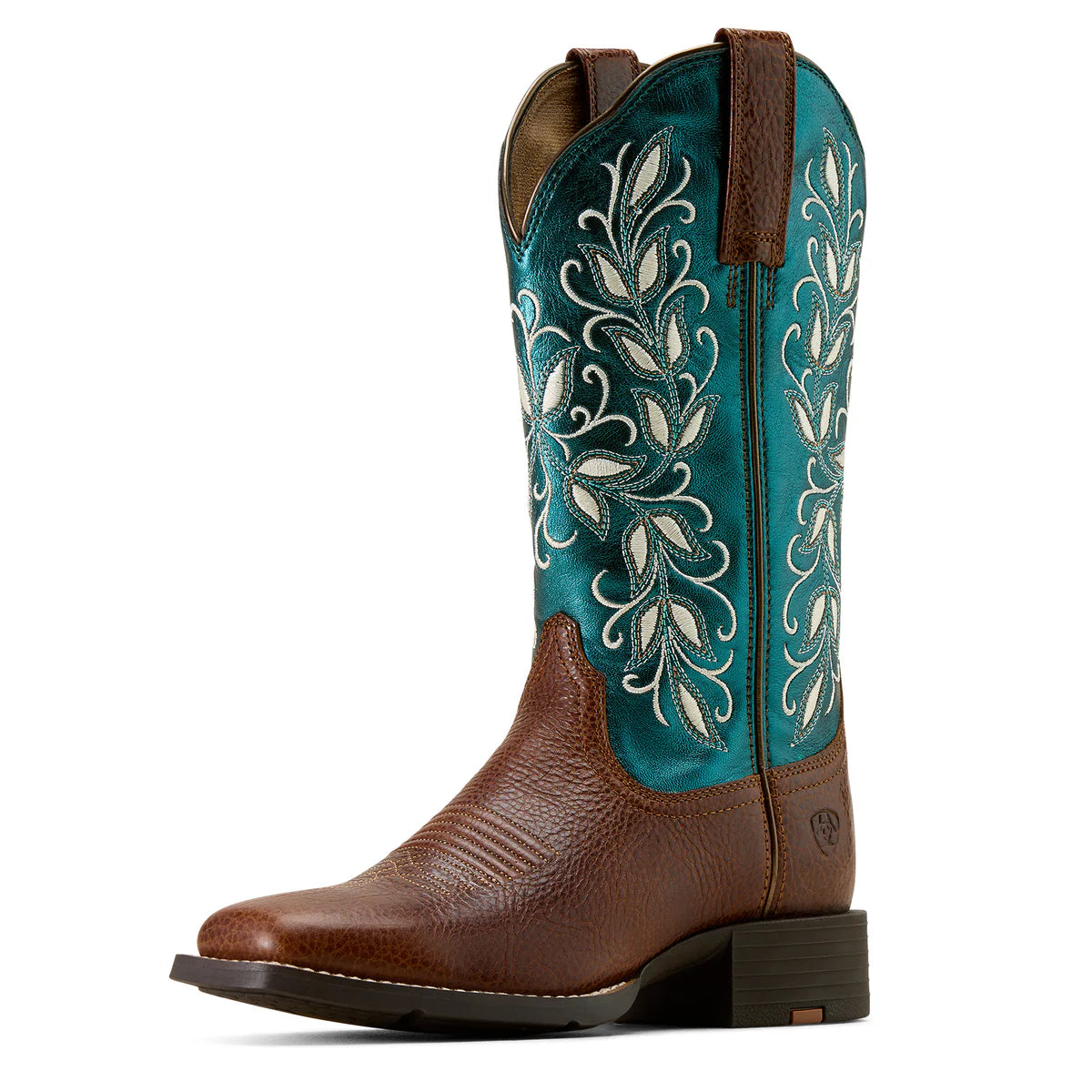 Ariat Wms Round Up Holy WST Beasty Brown/Metallic Sea | Boot - Ariat Ladies | Saddleworld Ipswich