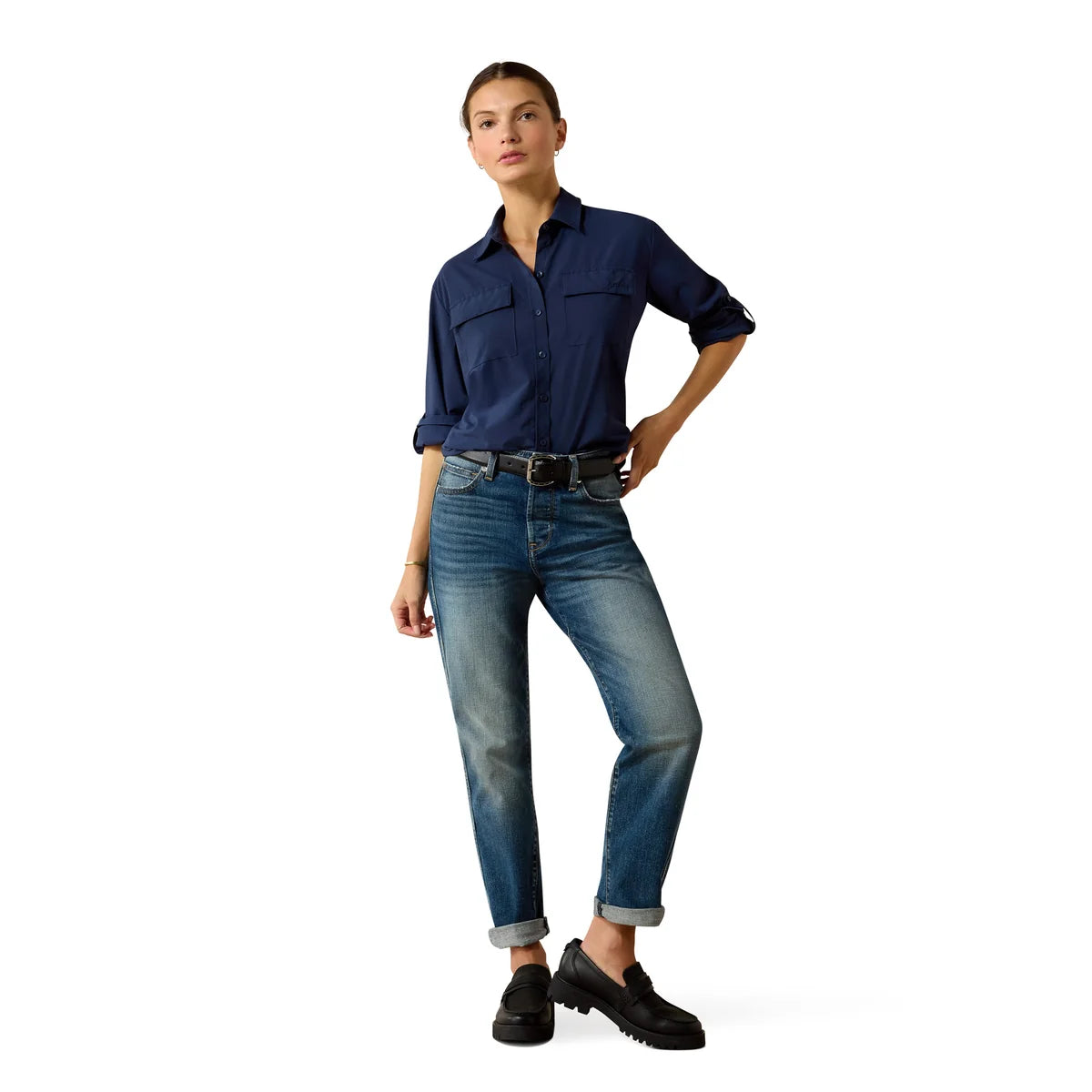 Ariat Wms Solveil LS Shirt Navy | Country Clothing - Ladies Shirt | Saddleworld Ipswich