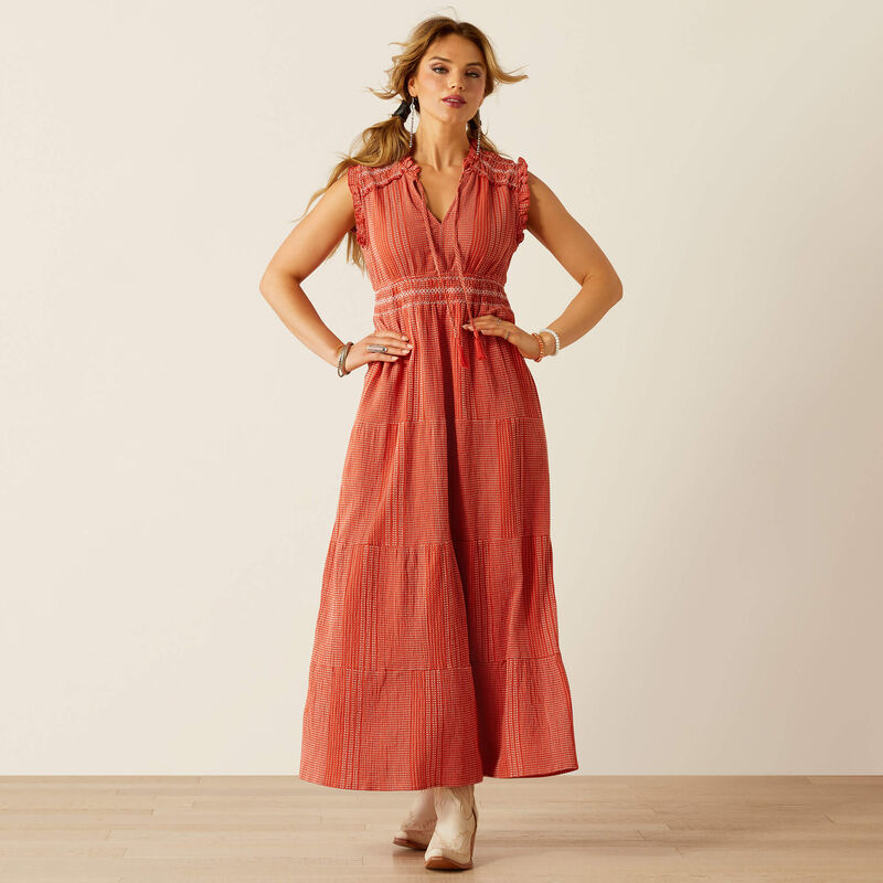Ariat Wms Sunset State of Mind Dress Chili | Country Clothing - Dress | Saddleworld Ipswich
