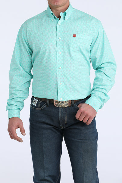 Cinch Blue Diamond Print Mens Shirt