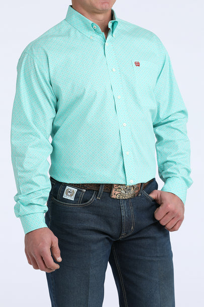 Cinch Blue Diamond Print Mens Shirt