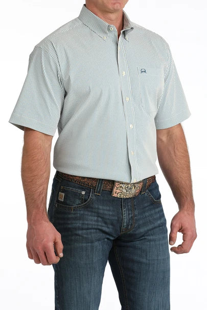 Cinch Mens Blue Stripe Print Shirt
