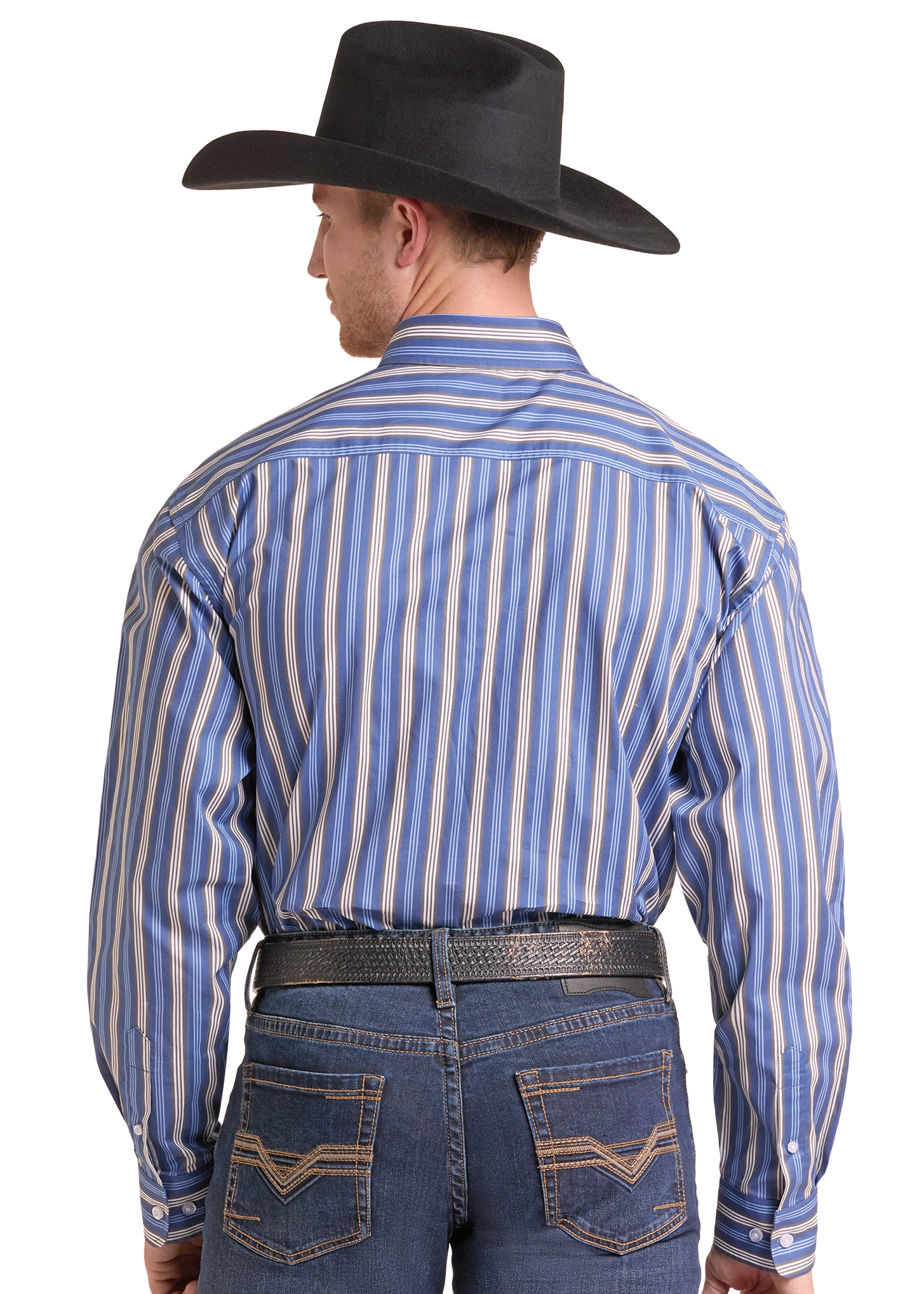 RockandRollDenimMensBlueStripePrintLongSleeveShirt | Country Clothing - Mens Shirt | Saddleworld Ipswich
