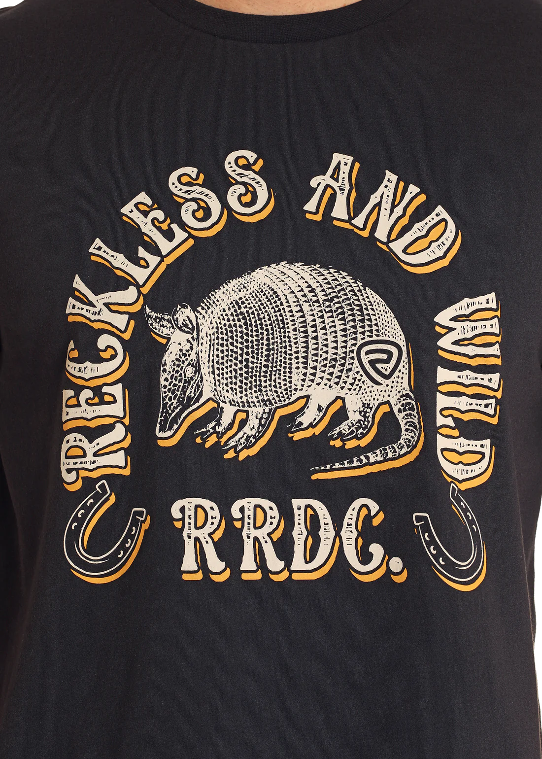Rock and Roll Denim Armadillo Short Sleeve Graphic T Shirt - Black Friday Sale