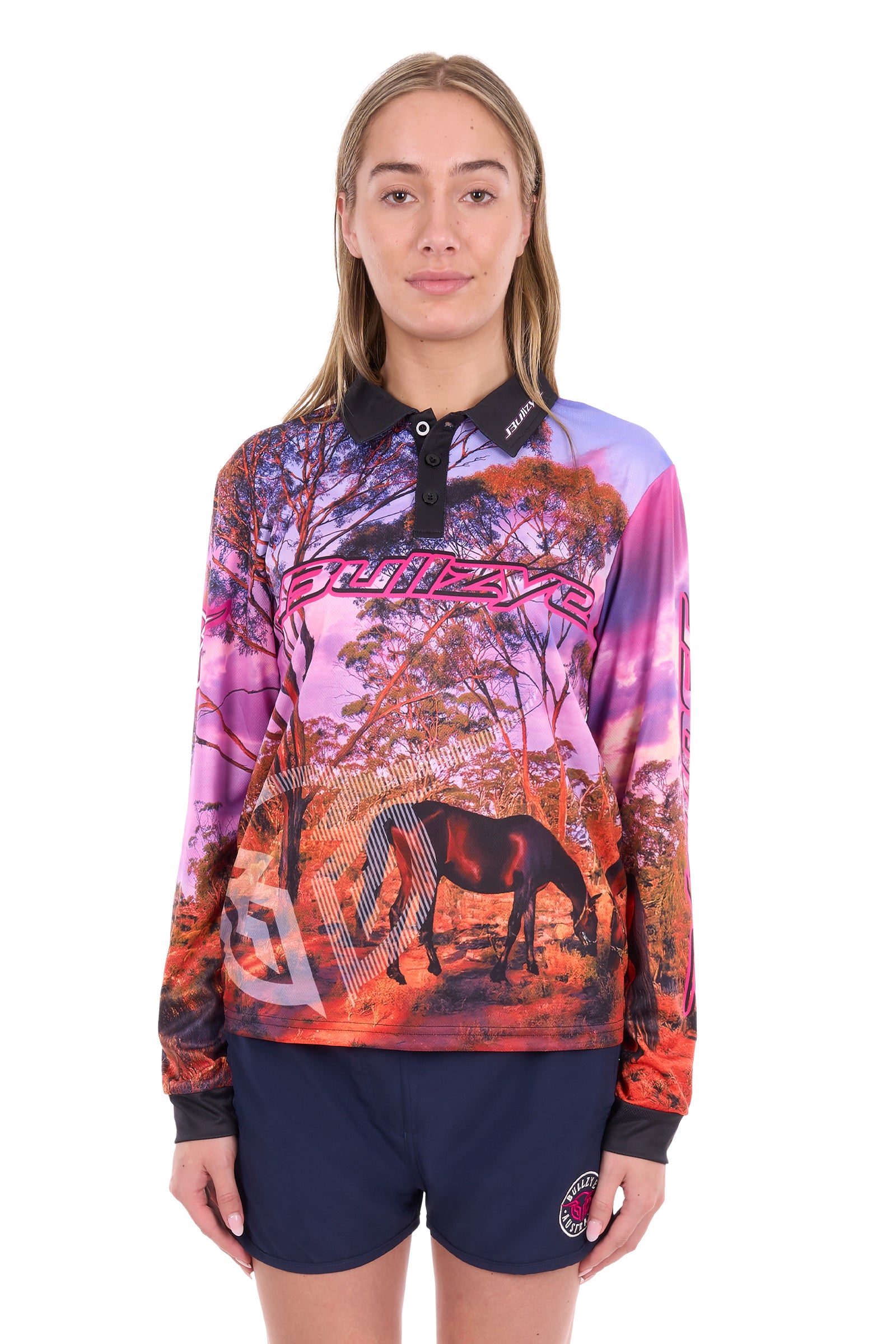 Bullzye Wmns Grazing Horse LS Tee | Country Clothing - Fishing Shirt | Saddleworld Ipswich