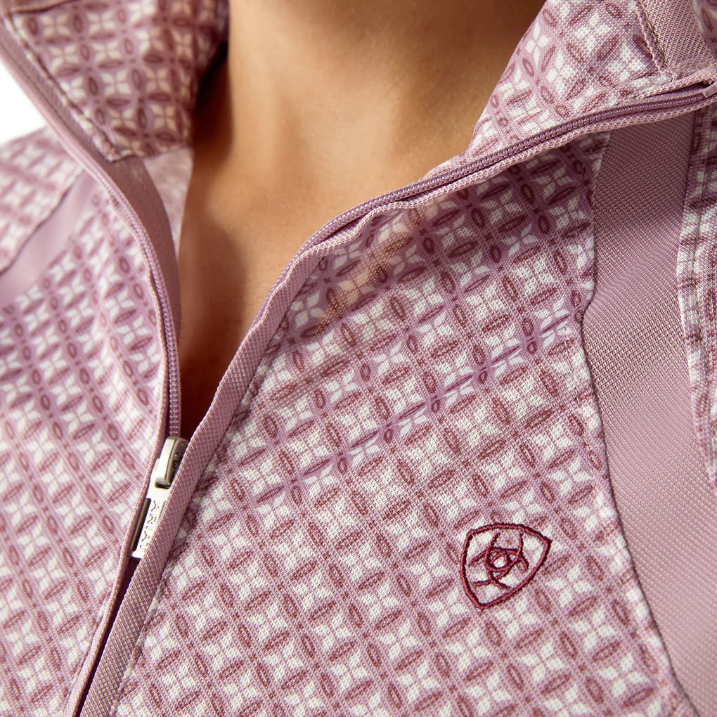 Ariat Wms Sunstopper 3.0 1/4 Zip Shirt Lavender Mist Tile