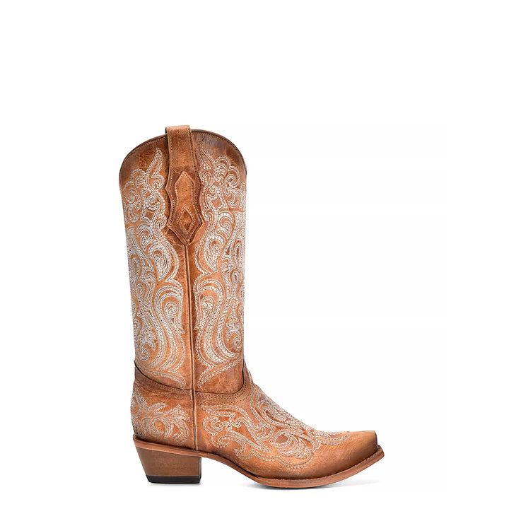 Corral Luminescent Embroidery Crackled Snip Toe