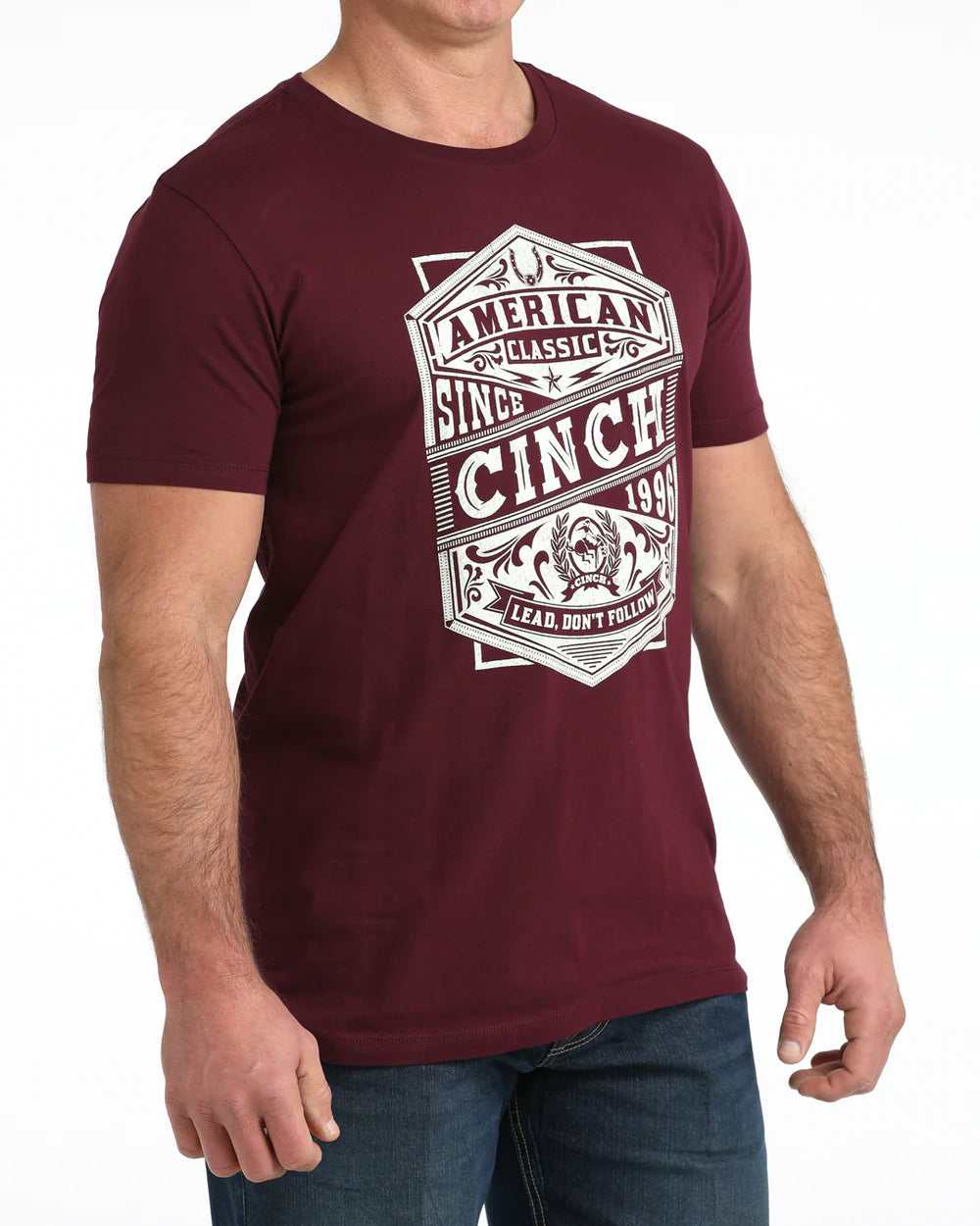 Cinch Mens American Classic T Shirt Burgundy | Country Clothing - Mens T Shirt | Saddleworld Ipswich