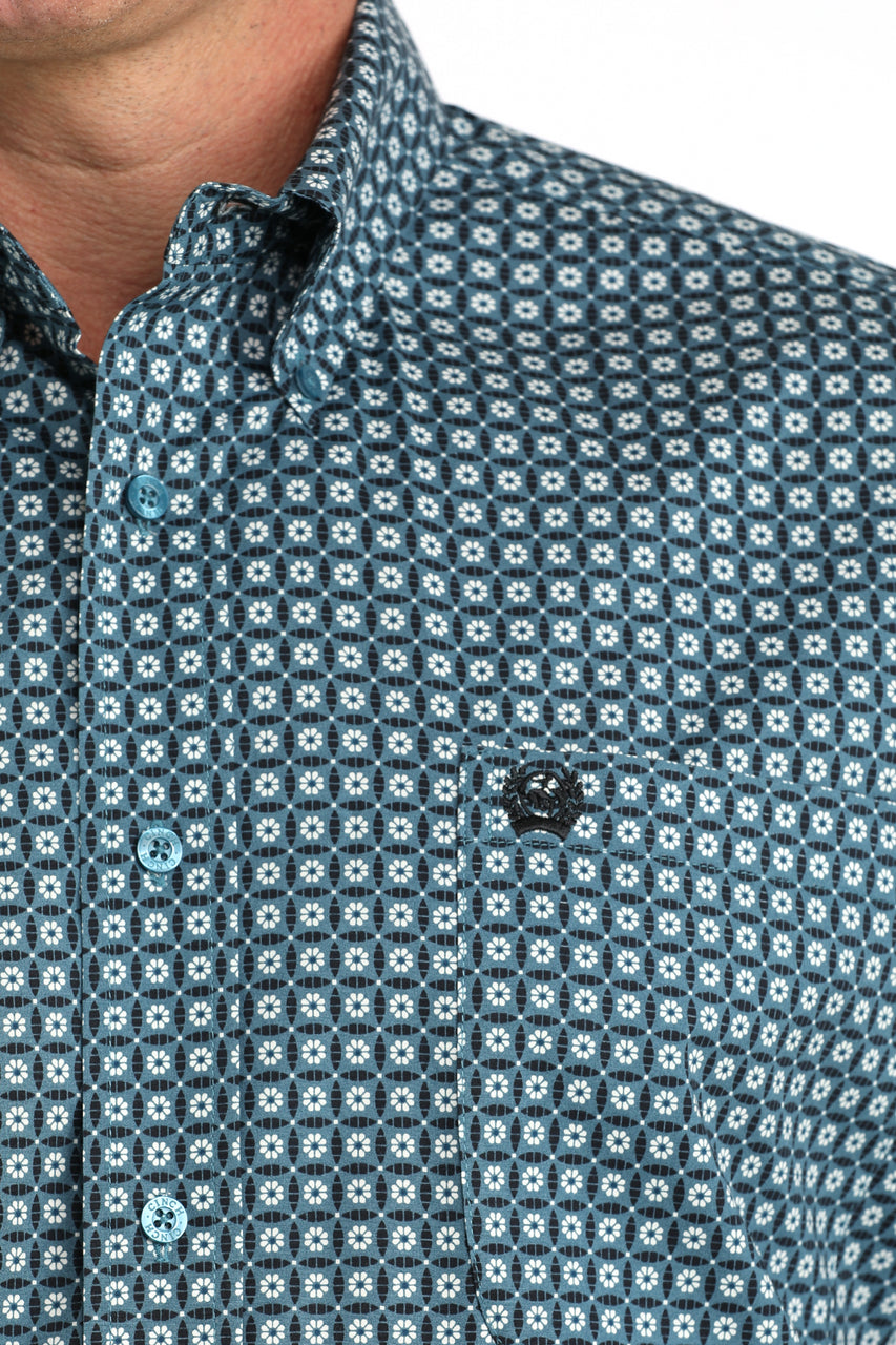 Cinch Mens Blue Geometric Print Mens Shirt | Country Clothing - Mens Shirt | Saddleworld Ipswich
