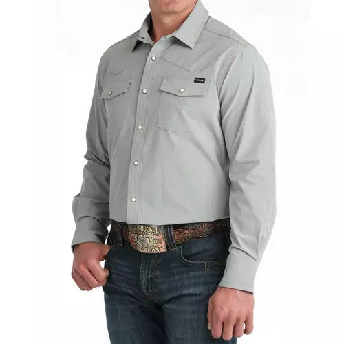 Cinch Mens Stretch Ripstop Camp Long Sleeve Button Up Shirt | Country Clothing - Mens Shirt | Saddleworld Ipswich