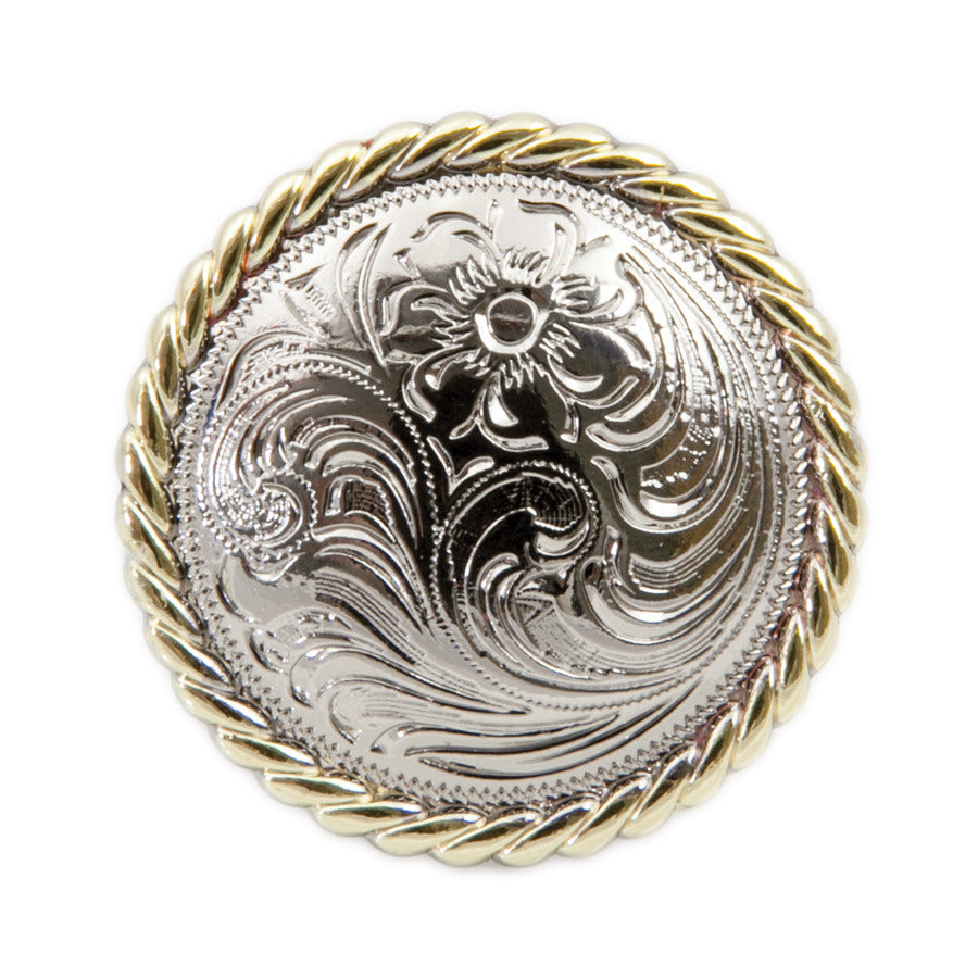 Floral Rope Gold Edged Silver Patterne-06d Concho