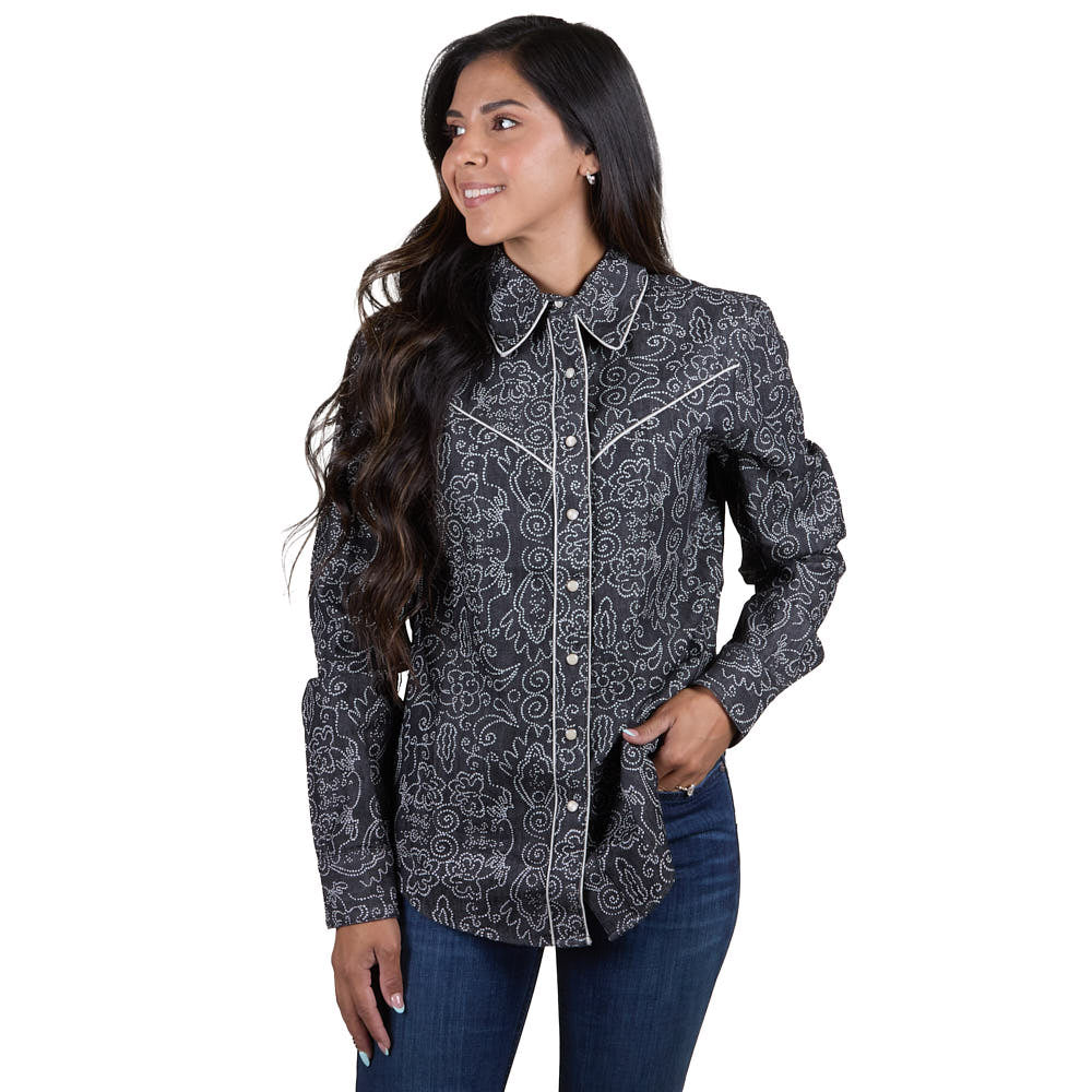 Cruel Girl Wmns Black Chambray Shirt | Country Clothing - Ladies Shirt | Saddleworld Ipswich