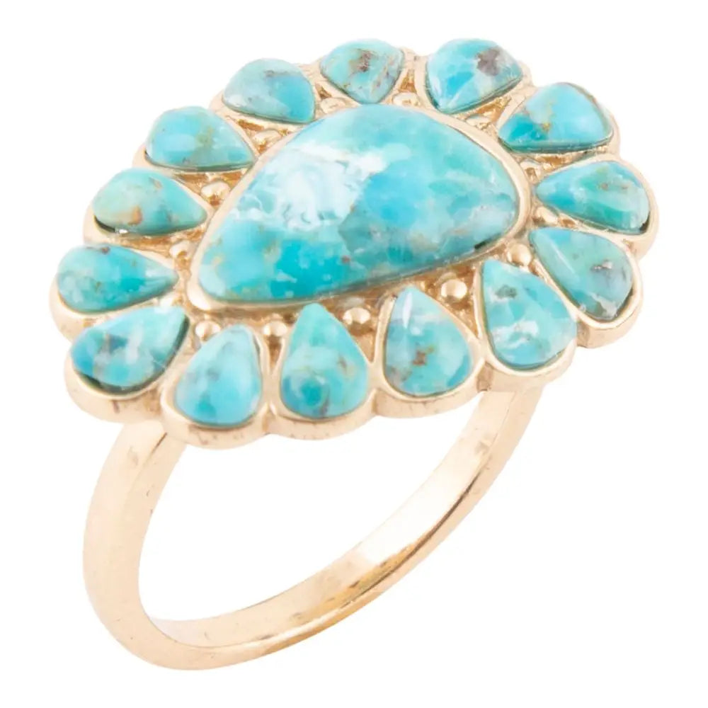 Durango Blue Turquoise Golden Statement Ring | Giftware - Jewellery | Saddleworld Ipswich