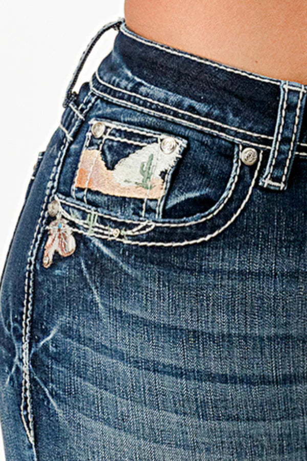 Grace in LA Wmns Steer Head Bootcut Jeans