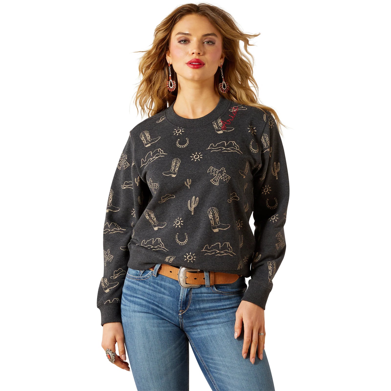 Ariat Wms Essential Crew Sweatshirt Black Heather - Winter 26