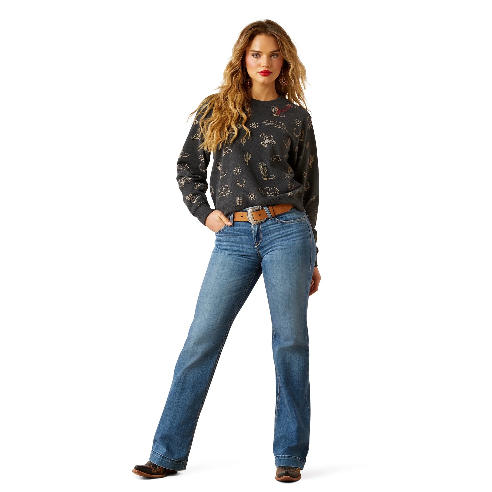 Ariat Wms Essential Crew Sweatshirt Black Heather - Winter 26